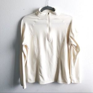L.L. Bean Fleece 1/4 Zip/ Quarter-Zip Fleece Mock-Neck Cream GUC Sz S-See Below